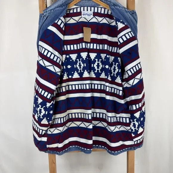 Vintage Perry Ellis Blue Denim Button Up Denim Chore Jacket #1243 Size LARGE - Picture 6 of 7